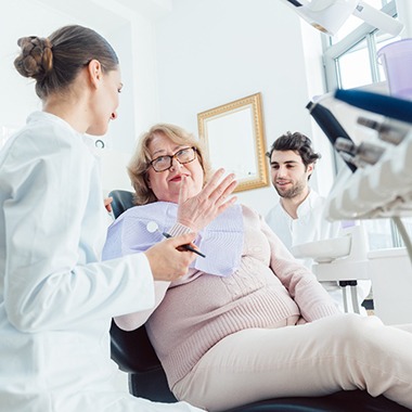 older woman having a dental consultation