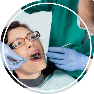 Woman receiving dental exam