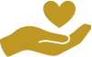 Animated hand holding love heart icon