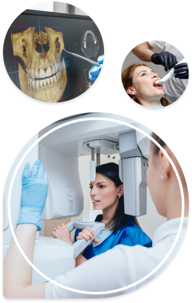 Collage featuring various types of dental technology